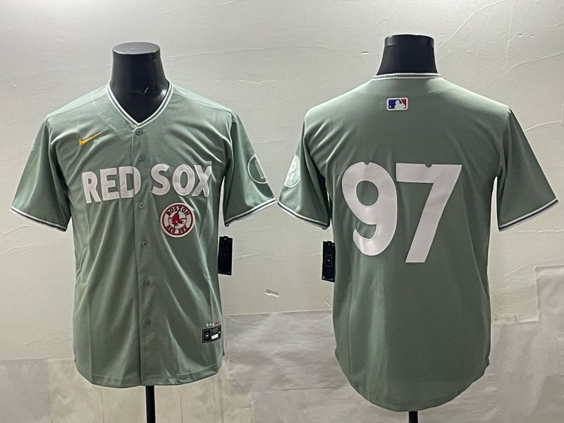 Men 2025 Boston Red Sox #97 No Name Green Nike MLB Jersey style 09